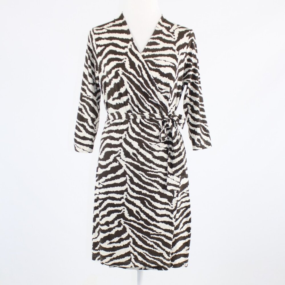 Kenneth Cole New York Brown & Cream Zebra Print Wrap Dress